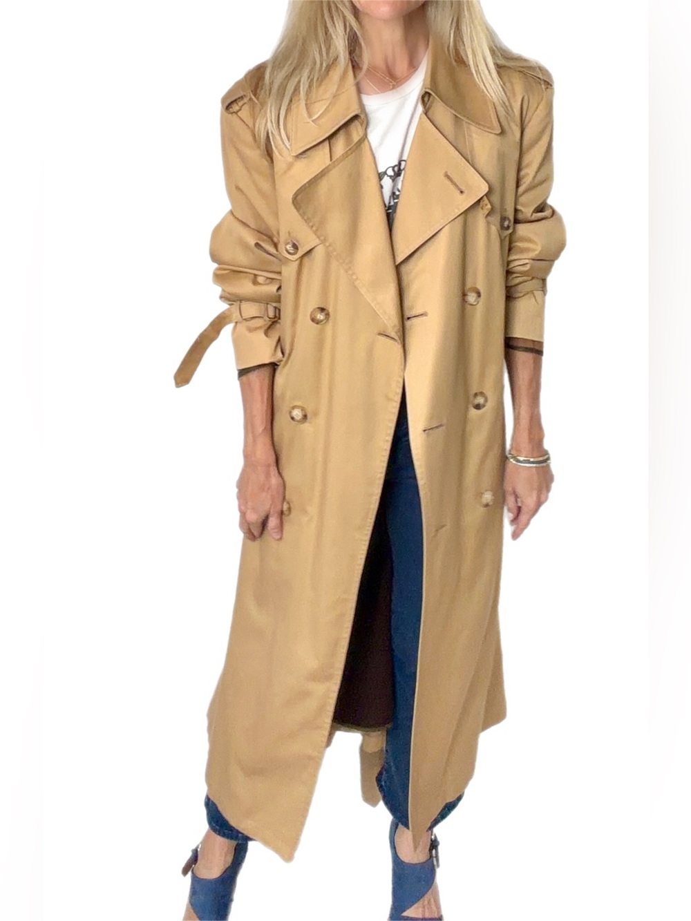 Christian Dior VTG Double-Breasted Trench Coat, GUC, wear on Belt Buckle, Men40L